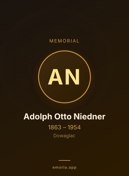Memorial portrait of Adolph Otto Niedner