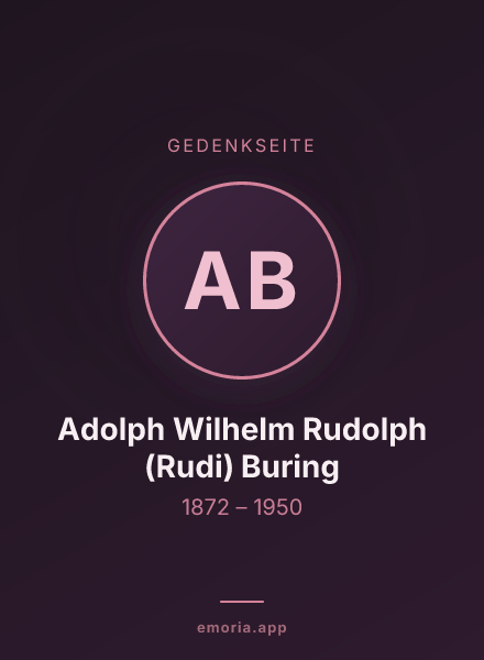 Gedenkportrait von Adolph Wilhelm Rudolph (Rudi) Buring