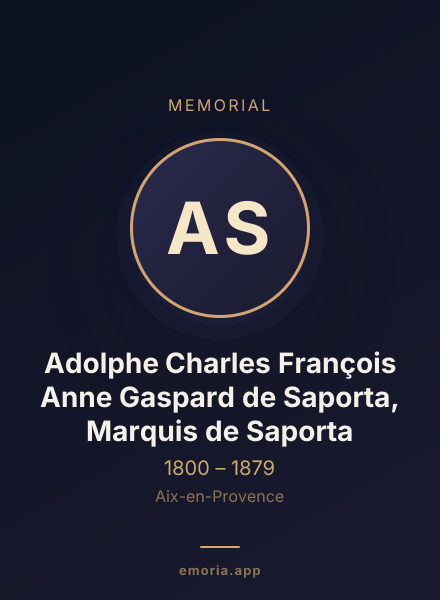 Memorial portrait of Adolphe Charles François Anne Gaspard de Saporta, Marquis de Saporta