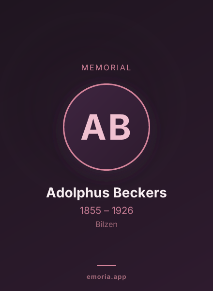 Memorial portrait of Adolphus Beckers