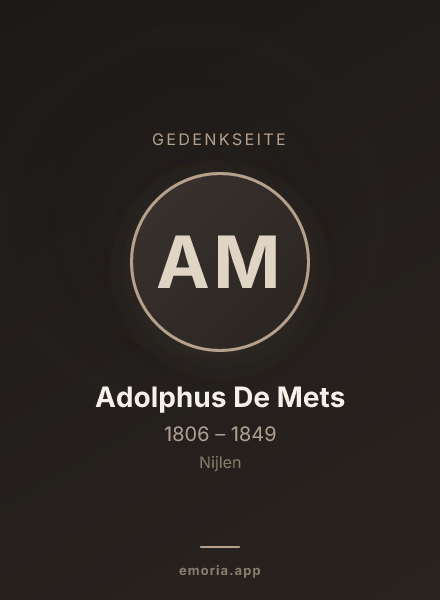 Gedenkportrait von Adolphus De Mets