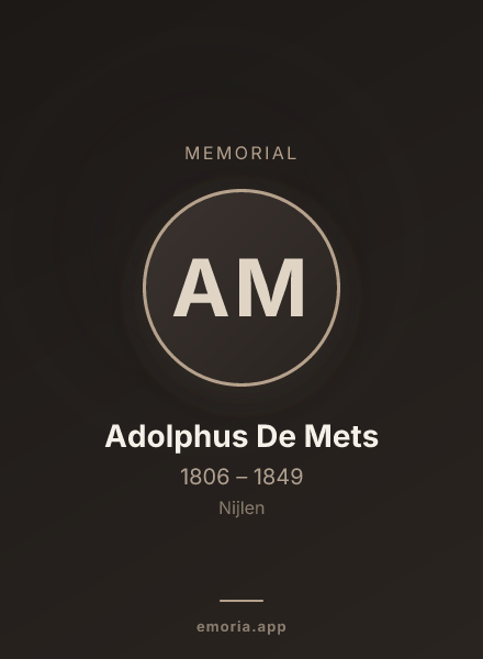 Memorial portrait of Adolphus De Mets