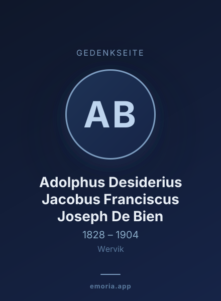 Gedenkportrait von Adolphus Desiderius Jacobus Franciscus Joseph De Bien
