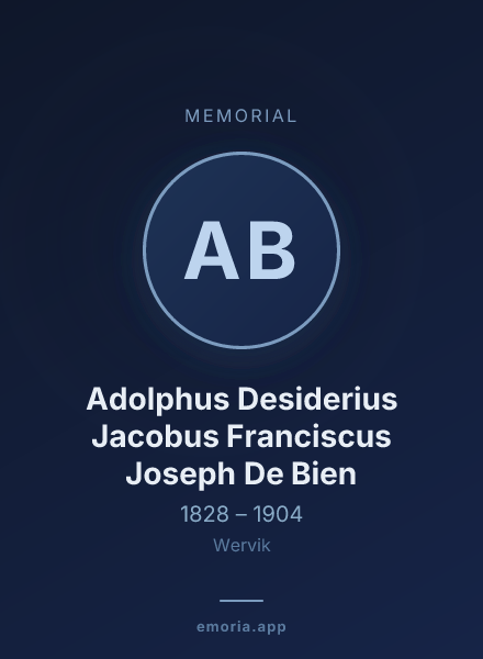 Memorial portrait of Adolphus Desiderius Jacobus Franciscus Joseph De Bien
