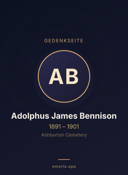 Gedenkportrait von Adolphus James Bennison