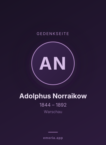 Gedenkportrait von Adolphus Norraikow
