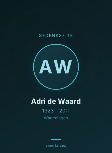 Gedenkportrait von Adri de Waard