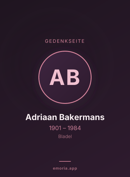 Gedenkportrait von Adriaan Bakermans