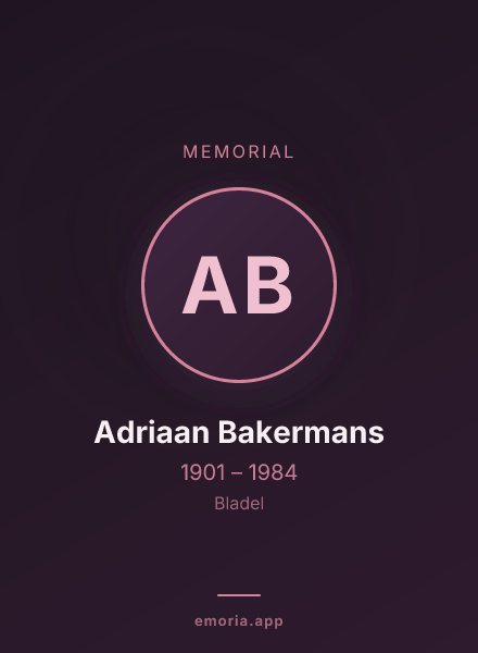 Memorial portrait of Adriaan Bakermans