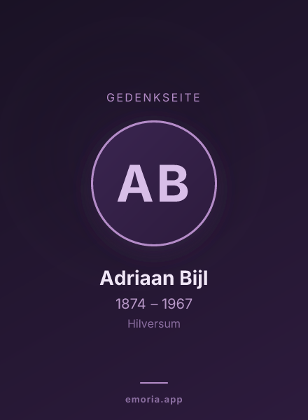 Gedenkportrait von Adriaan Bijl