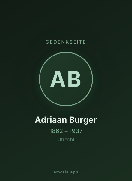 Gedenkportrait von Adriaan Burger
