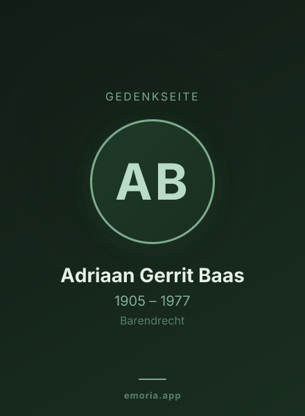 Gedenkportrait von Adriaan Gerrit Baas