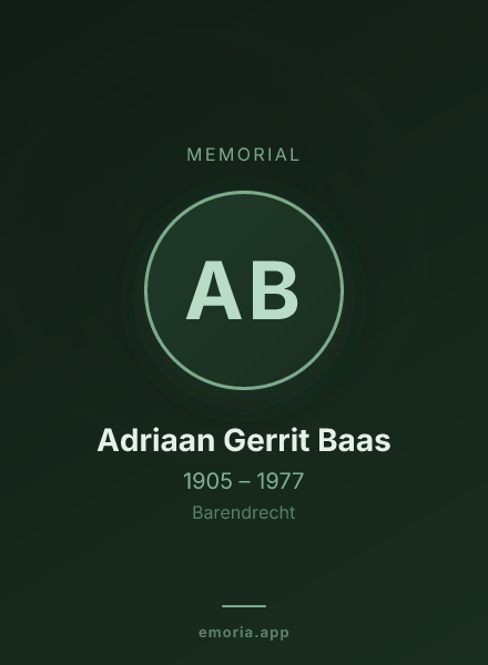 Memorial portrait of Adriaan Gerrit Baas