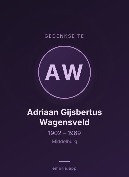 Gedenkportrait von Adriaan Gijsbertus Wagensveld