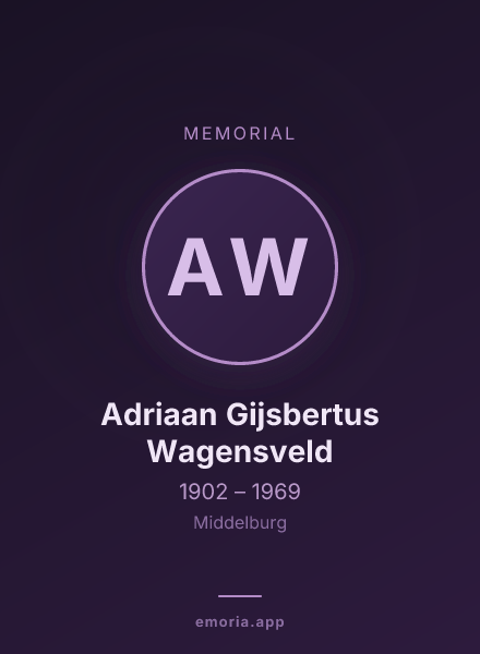 Memorial portrait of Adriaan Gijsbertus Wagensveld