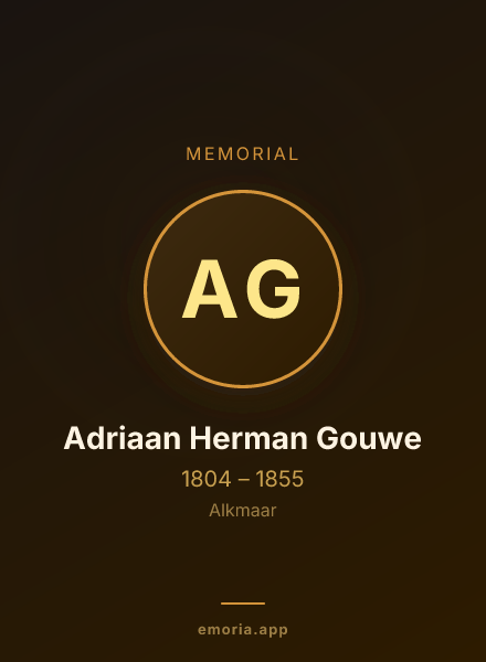 Memorial portrait of Adriaan Herman Gouwe