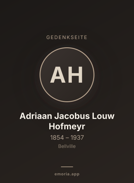 Gedenkportrait von Adriaan Jacobus Louw Hofmeyr