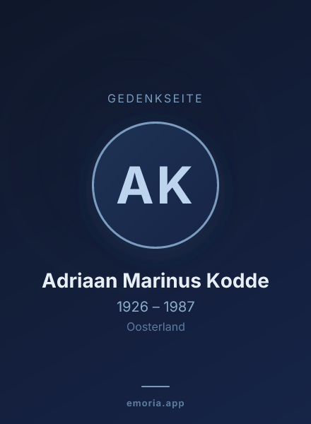 Gedenkportrait von Adriaan Marinus Kodde