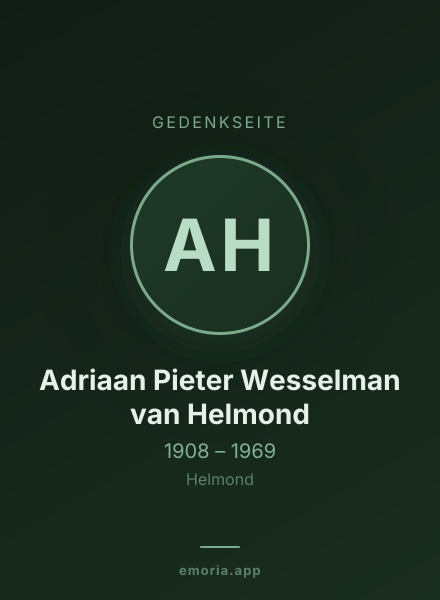 Gedenkportrait von Adriaan Pieter Wesselman van Helmond