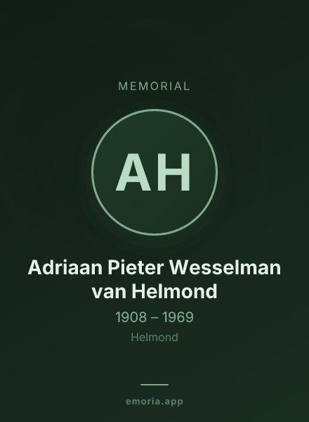 Memorial portrait of Adriaan Pieter Wesselman van Helmond