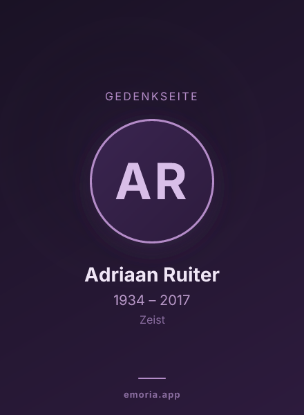 Gedenkportrait von Adriaan Ruiter