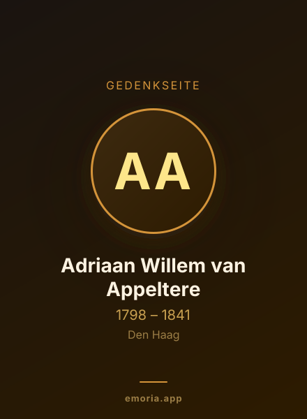 Gedenkportrait von Adriaan Willem van Appeltere