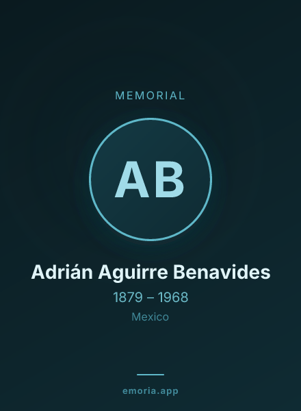 Memorial portrait of Adrián Aguirre Benavides