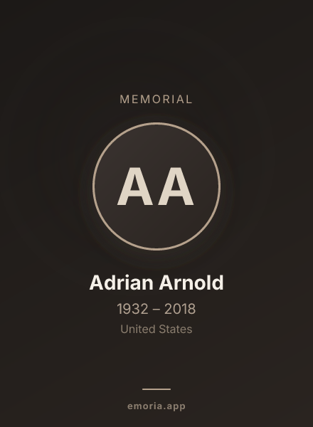 Memorial portrait of Adrian Arnold