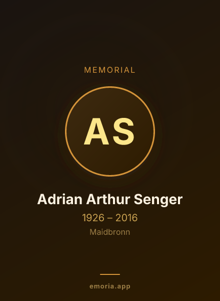 Memorial portrait of Adrian Arthur Senger