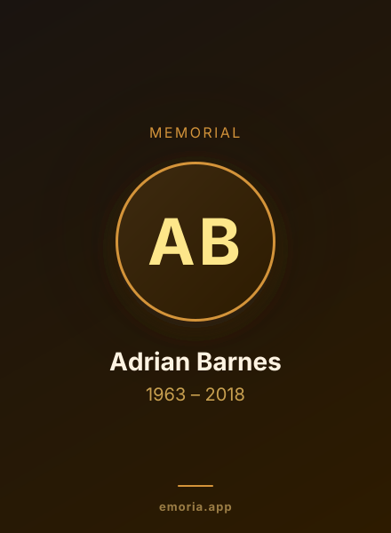 Memorial portrait of Adrian Barnes