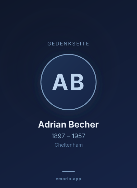 Gedenkportrait von Adrian Becher