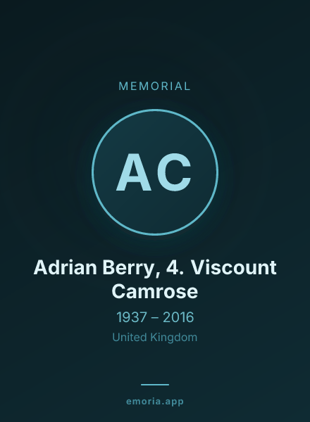 Memorial portrait of Adrian Berry, 4. Viscount Camrose
