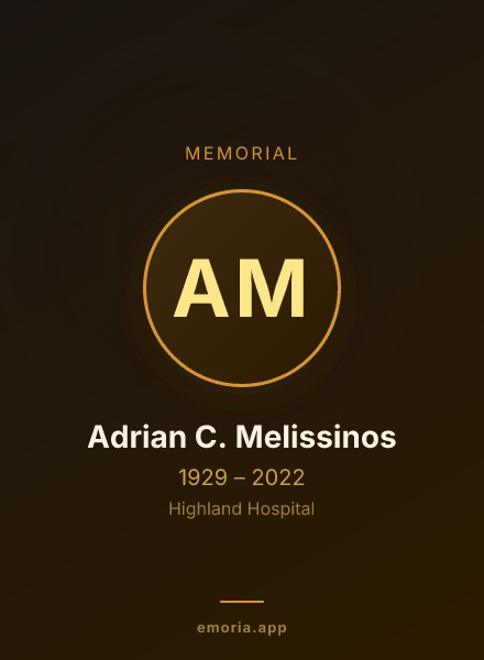 Memorial portrait of Adrian C. Melissinos