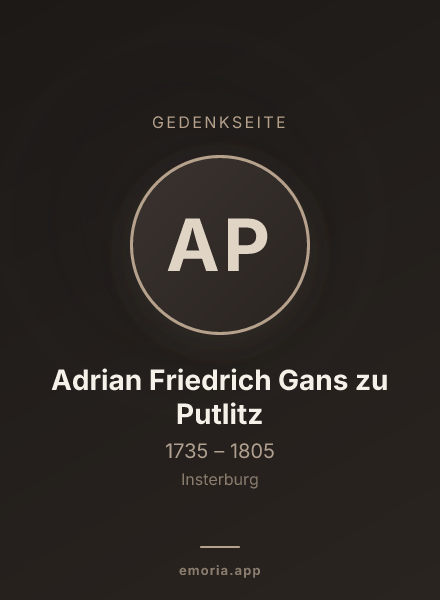 Gedenkportrait von Adrian Friedrich Gans zu Putlitz