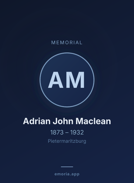 Memorial portrait of Adrian John Maclean