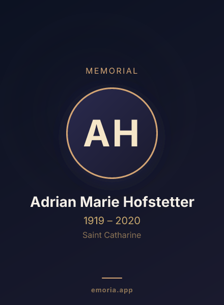 Memorial portrait of Adrian Marie Hofstetter