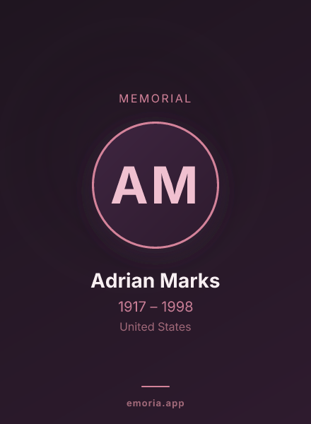Memorial portrait of Adrian Marks
