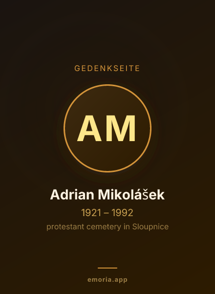 Gedenkportrait von Adrian Mikolášek