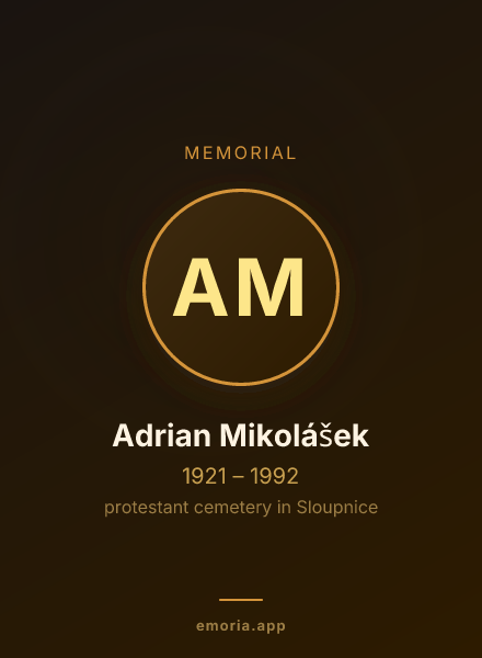 Memorial portrait of Adrian Mikolášek