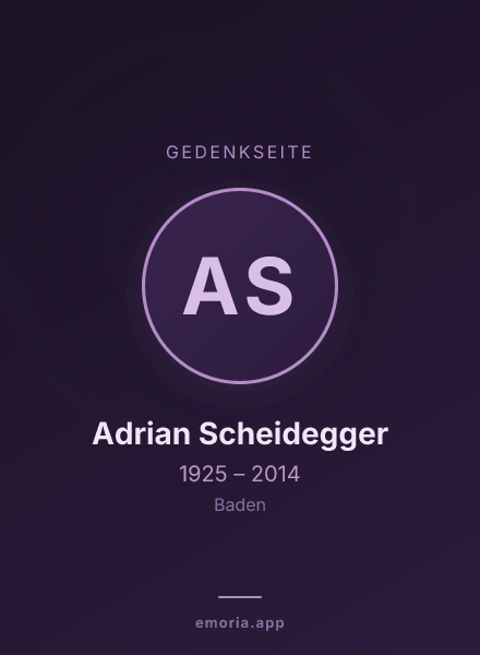 Gedenkportrait von Adrian Scheidegger