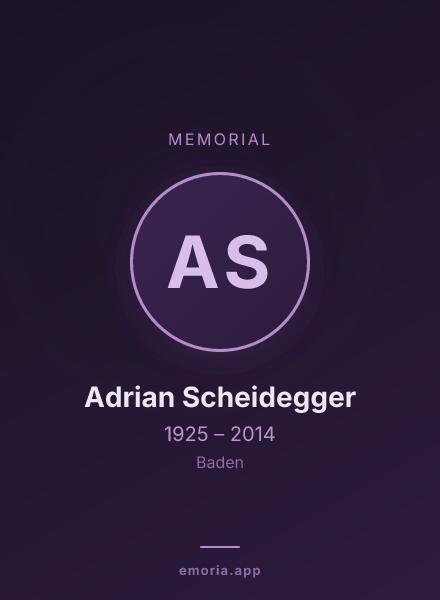 Memorial portrait of Adrian Scheidegger