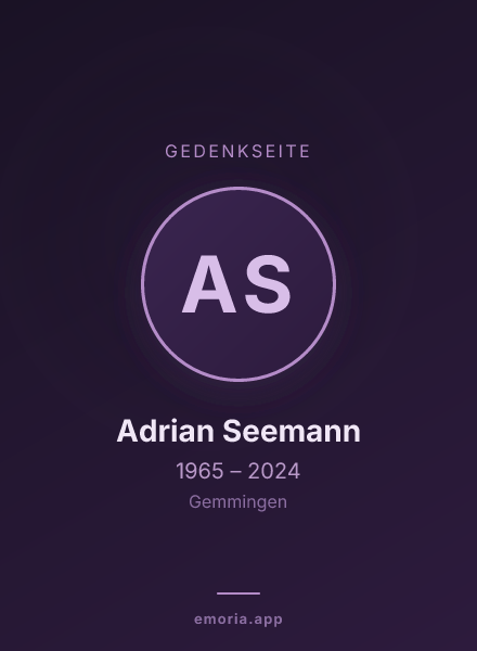 Gedenkportrait von Adrian Seemann