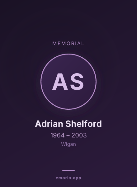Memorial portrait of Adrian Shelford