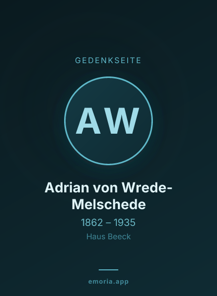 Gedenkportrait von Adrian von Wrede-Melschede