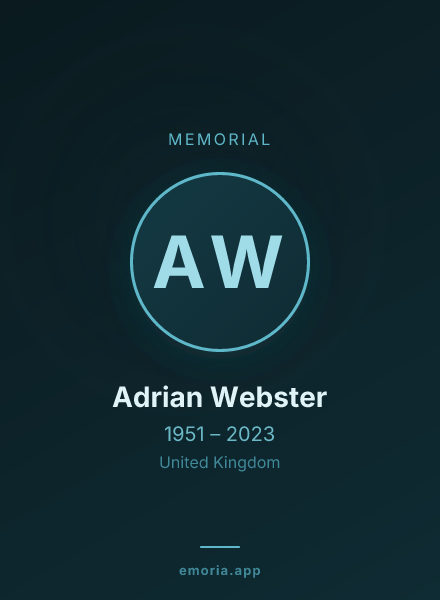 Memorial portrait of Adrian Webster
