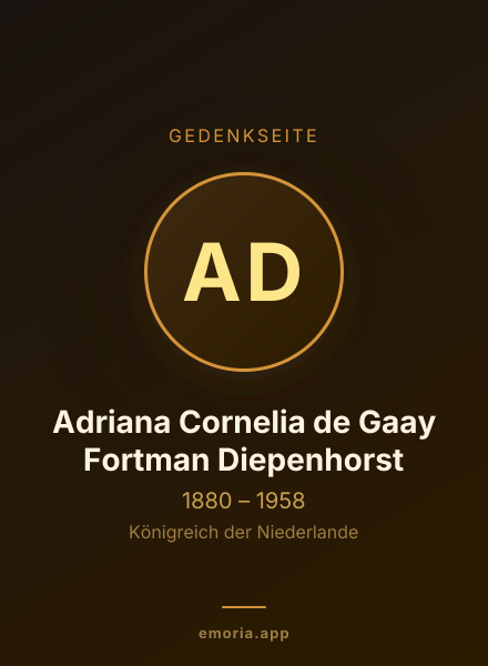 Gedenkportrait von Adriana Cornelia de Gaay Fortman Diepenhorst
