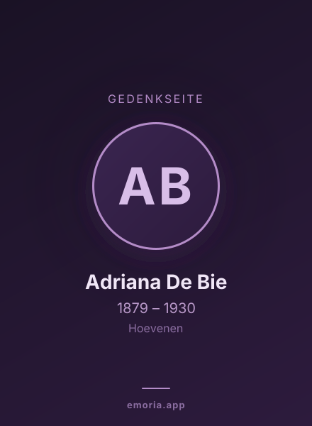 Gedenkportrait von Adriana De Bie