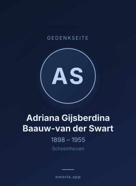 Gedenkportrait von Adriana Gijsberdina Baauw-van der Swart