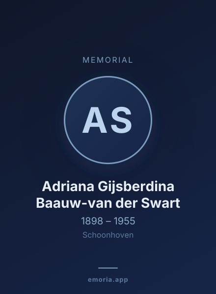 Memorial portrait of Adriana Gijsberdina Baauw-van der Swart