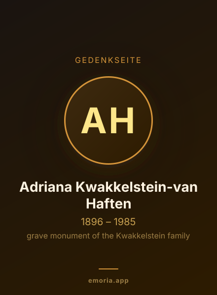 Gedenkportrait von Adriana Kwakkelstein-van Haften